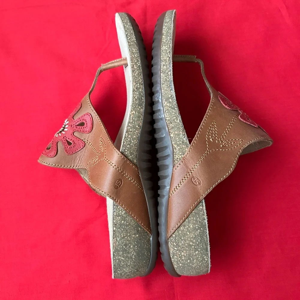 Josef Seibel Brown and Red Floral Sandals - Picture 4 of 7